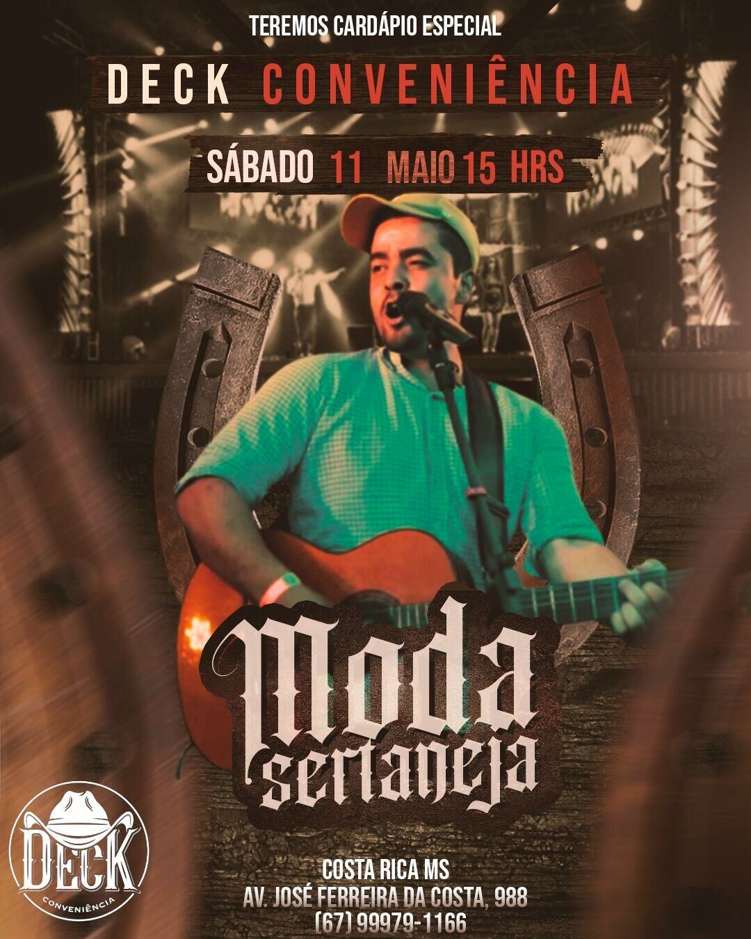 Imagem de compartilhamento para o artigo Deck Conveniência traz show acústico em esquenta para a Expo Rica no sábado  da MS Todo dia